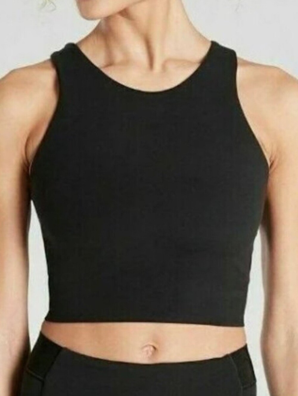 Athleta Conscious Black Cropped High-Neck Tank Size Small